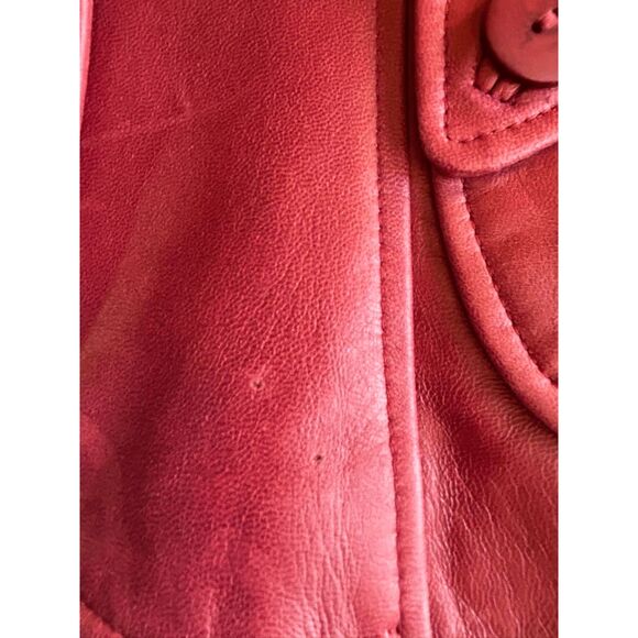 Guess Red Cropped Leather Jacket Size Medium, Y2K, Biker, Edgy - Picture 4 of 10